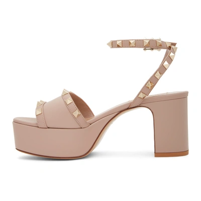 Shop Valentino Pink Rockstud Platform Sandals In P45 Poudre