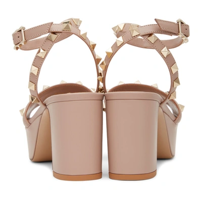 Shop Valentino Pink Rockstud Platform Sandals In P45 Poudre