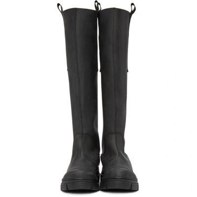 Shop Ganni Black Recycled Rubber Country Boots In 099 Black