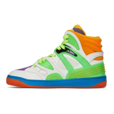 Shop Gucci Multicolor Basket High-top Sneakers In 9062 Great White/sh.