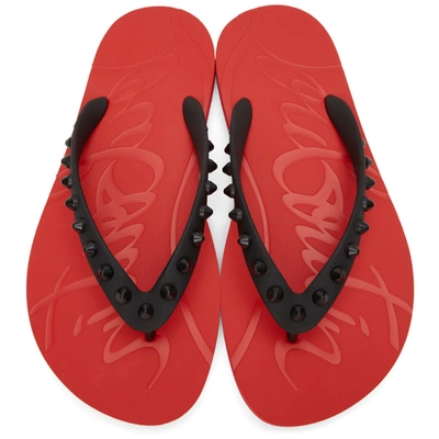 Shop Christian Louboutin Red Loubi Flip Thong Sandals In H358 Red/bl