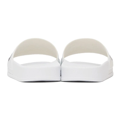Shop Moschino White Rubber Logo Slides In 100 Bianco