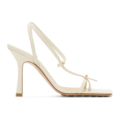 Shop Bottega Veneta Off-white Stretch Heeled Sandals In 9031 Sea Salt