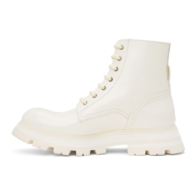 Shop Alexander Mcqueen White Leather Wander Boots In 9231 Bone