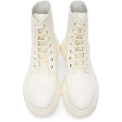Shop Alexander Mcqueen White Leather Wander Boots In 9231 Bone