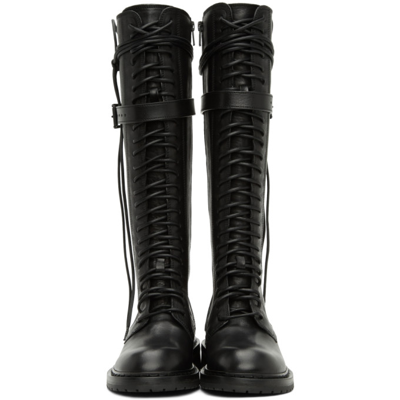 Shop Ann Demeulemeester Black High Combat Boots