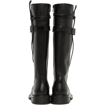 Shop Ann Demeulemeester Black High Combat Boots