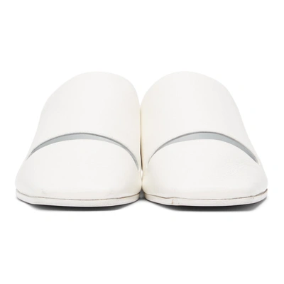 Shop Mm6 Maison Margiela White Leather Slippers In T1003 White