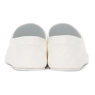 Shop Mm6 Maison Margiela White Leather Slippers In T1003 White