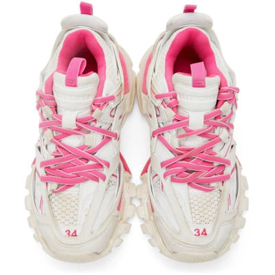 Shop Balenciaga Pink & White Track Sneakers In 9055 White/fluo Pink