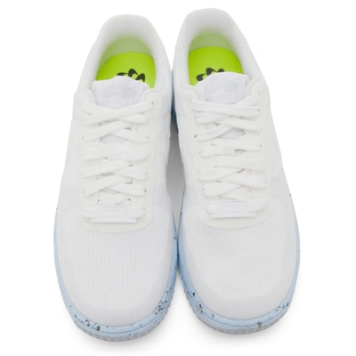 Shop Nike White Flyknit Air Force 1 Crater Sneakers In White/white-pure Pl