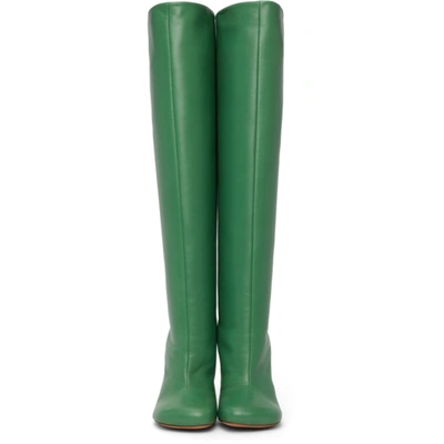 Shop Dries Van Noten Green Leather Tall Boots In 608 Mint