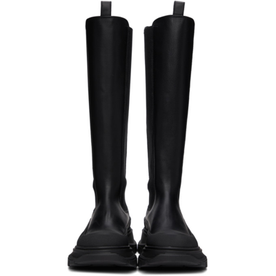 Shop Alexander Mcqueen Black Tread Slick Tall Boots In 1000 Black/black