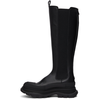 Shop Alexander Mcqueen Black Tread Slick Tall Boots In 1000 Black/black