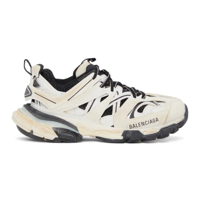 Shop Balenciaga White & Black Track Sneakers In 9010 White/