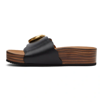 Shop Chloé Black Footbed Lauren Sandals In 001 Black