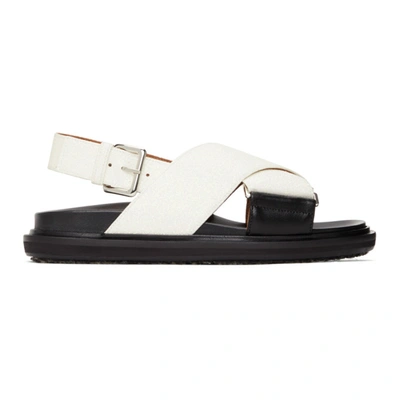 Shop Marni Black & White Sparkly Fussbett Sandals In Lily White
