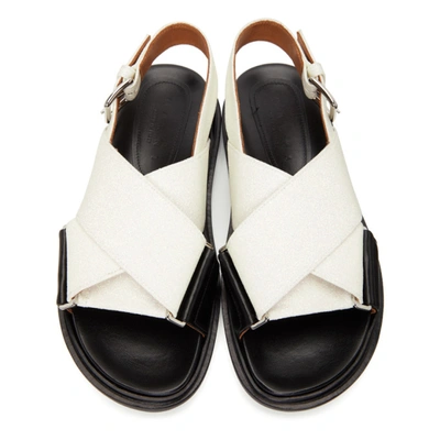 Shop Marni Black & White Sparkly Fussbett Sandals In Lily White