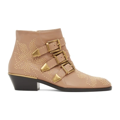 Shop Chloé Pink & Gold Susanna Boots In 26u Rfshll