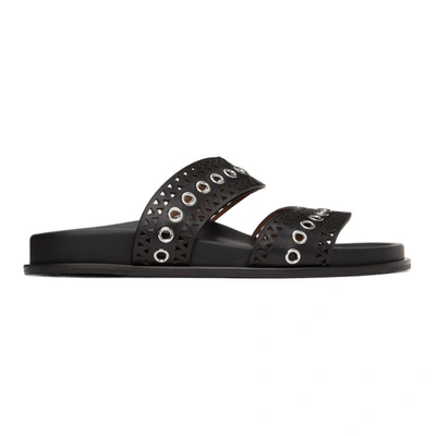 Shop Alaïa Black Strap Sandals In 999 Black