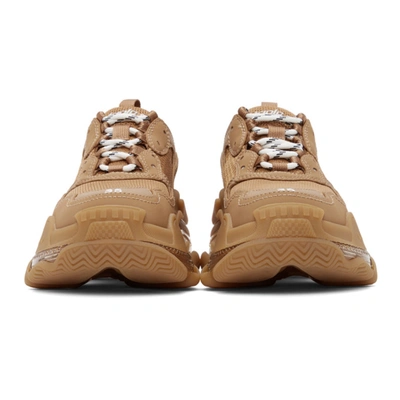 Shop Balenciaga Tan Clear Sole Triple S Sneakers In 2706 Light Camel