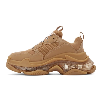 Shop Balenciaga Tan Clear Sole Triple S Sneakers In 2706 Light Camel