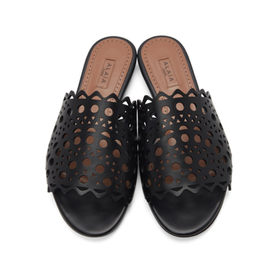 Shop Alaïa Black Vienne Vague Flat Mule Sandals In 999 Black