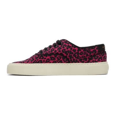Shop Saint Laurent Pink Leopard Venice Sneakers In 5565 Fuxia Black/bla