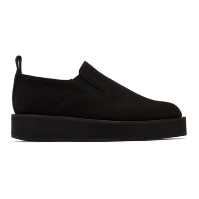 Shop Jil Sander Black Slip-on Platform Sneakers In 001 Black