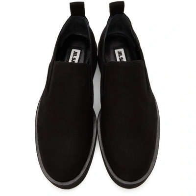 Shop Jil Sander Black Slip-on Platform Sneakers In 001 Black