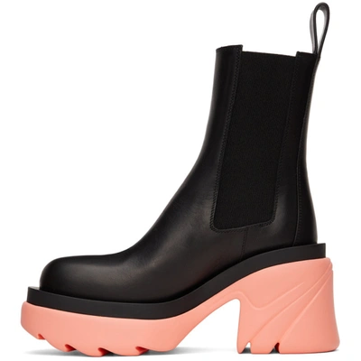 Shop Bottega Veneta Black & Pink Flash Chelsea Boots In Black/flami