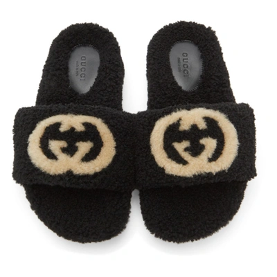 GUCCI 黑色 EILEEN INTERLOCKING G 拖鞋