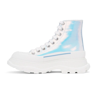 Shop Alexander Mcqueen Silver Holographic Tread Slick Platform High Sneakers In 9583 Multi/white/sil