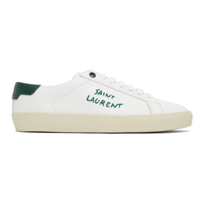 Shop Saint Laurent White & Green Court Classic Sl/06 Sneakers In 9041 White/dark Basi