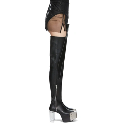 Shop Rick Owens Black Thigh High Wader Tall Boots In 90 Black/transparent