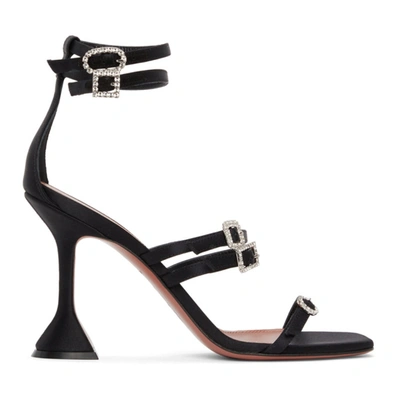 Shop Amina Muaddi Black Robyn Heeled Sandals