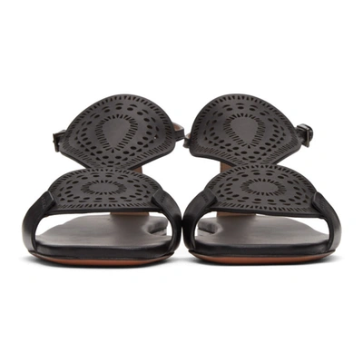 Shop Alaïa Black Plastron Openwork Flat Sandals In 999 Black