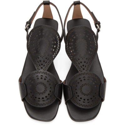 Shop Alaïa Black Plastron Openwork Flat Sandals In 999 Black