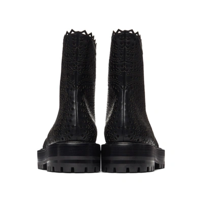 Shop Alaïa Black Vienne Openwork Trekking Boots In 990 Black/black