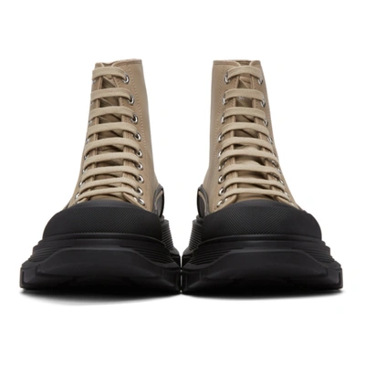 Shop Alexander Mcqueen Taupe & Black Leather Tread Slick High Sneakers In 2615 Camel/black