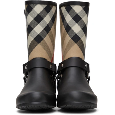 Shop Burberry Black Vintage Check Zane Rain Boots In Black/archive Beige