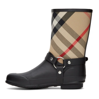 Shop Burberry Black Vintage Check Zane Rain Boots In Black/archive Beige