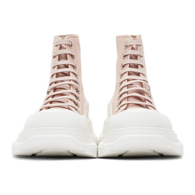 Shop Alexander Mcqueen Pink Leather Tread Slick High Sneakers In 6838 Tea Rose/off Wh