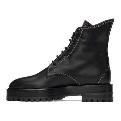 Shop Alaïa Black Eyelet Trekking Boots In 999 Black