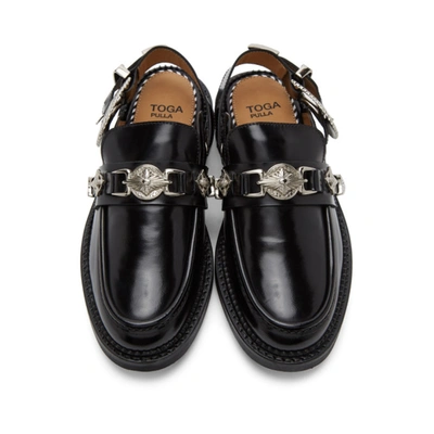 Shop Toga Black Leather Mule Loafers