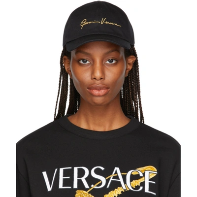 Shop Versace Black Gv Signature Cap In A2003