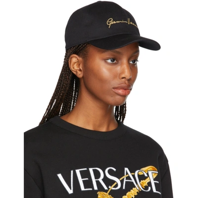Shop Versace Black Gv Signature Cap In A2003