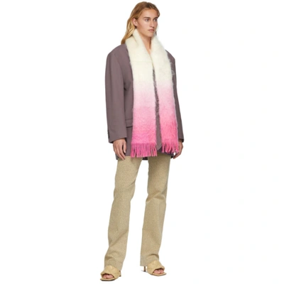 Shop Loewe White & Pink Dip Dye Scarf In 2102 White/pink