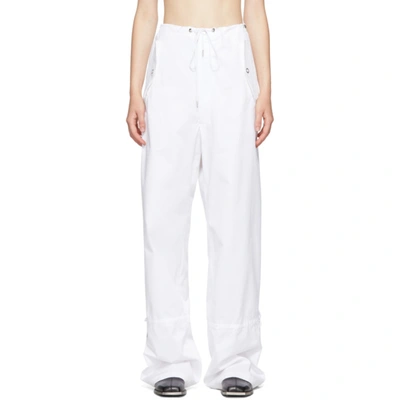 Shop Dion Lee White Eyelet Tie Parachute Trousers In Ivory