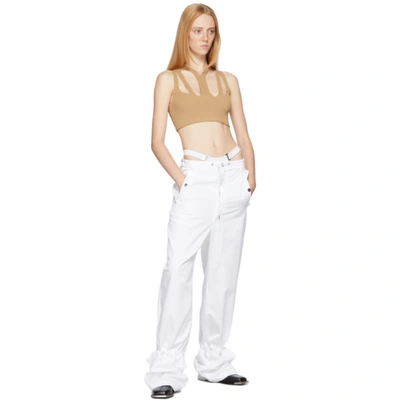 Shop Dion Lee White Eyelet Tie Parachute Trousers In Ivory